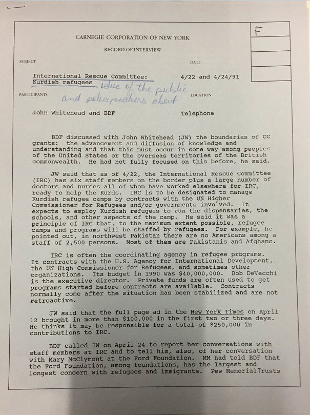 A memo from the Corporation’s executive vice-president concerning Kurdish refugees. Kurdish_memo.png