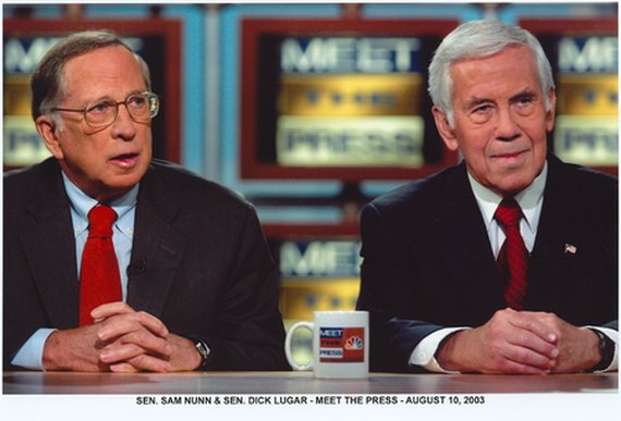 Senators Nunn and Lugar on NBC’s “Meet the Press” in 2003. Courtesy: The Lugar Center Senators Nunn and Lugar on NBC’s “Meet the Press” in 2003. Courtesy: The Lugar Center
