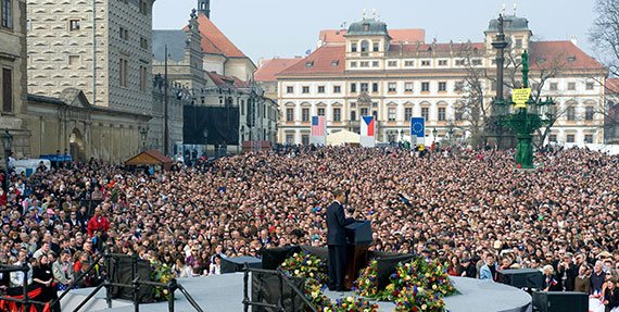 President Barack Obama addressed the threat of nuclear terrorism in a historic speech in Prague, Czech Republic, on April 5, 2009. (Photo: Saul Loeb/AFP/Getty Images) Malcomson_ip-cyber-war-570px.jpg