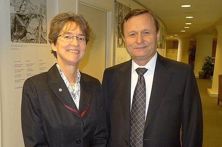 Air Force Brigadier General Jacqueline Van Ovost, Deputy Director for Politico-Military Affairs, Europe, NATO, Russia, poses with her Russian counterpart, Major General Valeriy Baranovskiy, Russian Defense Attaché to the United States. RTEmagicC_Ovost___Baranovskiy.jpg