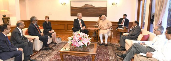 Indian Prime Minister Narendra Modi with Carnegie Endowment for International Peace President William Burns and staff at the launch of Carnegie India ips_ceip_india_groupmodi.jpg