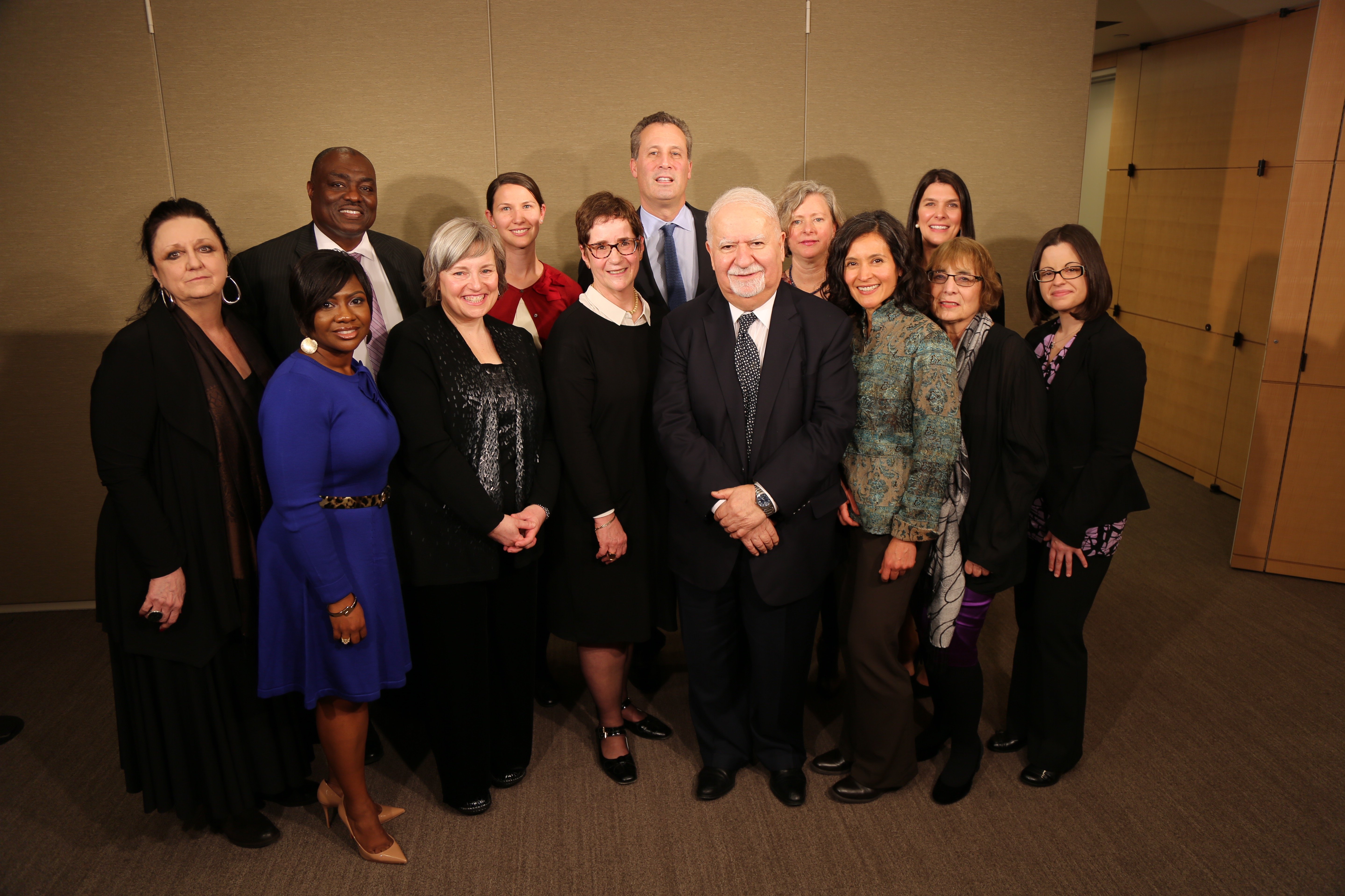 Winners of the 2016 I Love My Librarian award pose with Carnegie Corporation president Vartan Gregorian (front row, fifth from left) and New York Public Library president Anthony W. Marx (back row, third from left). (Photo: Celeste Ford) Winners of the 2016 I Love My Librarian award pose with Carnegie Corporation president Vartan Gregorian (front row, fifth from left) and New York Public Library president Anthony W. Marx (back row, third from left). (Photo: Celeste Ford)